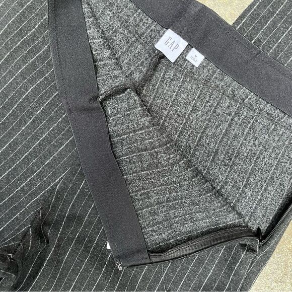 GAP HIGH RISE PINSTRIPE LEGGINGS CONCEALED SIDE ZIPPER CHARCOAL GRAY SIZE MEDIUM - Picture 6 of 10